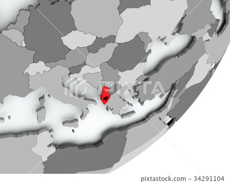 Flag of Albania on map 34291104