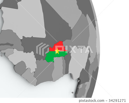 Map of Burkina Faso with flag Map of Burkina Faso with flag 34291271