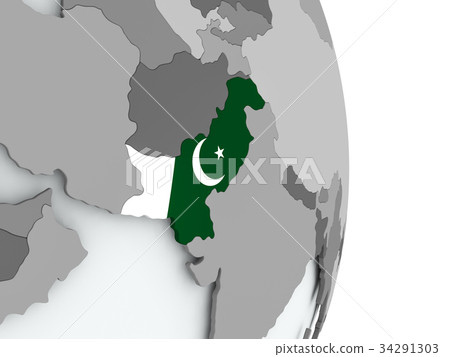 Map of Pakistan with flag 34291303