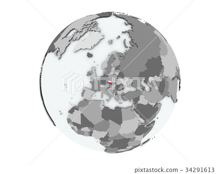 Czech republic on globe isolated 34291613