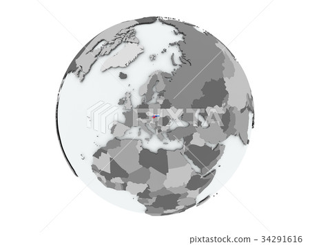 Slovakia on globe isolated 34291616