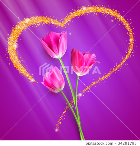 Realistic Tulip flowers. Flowers of tulips close Realistic Tulip flowers. Flowers of tulips close 34291793