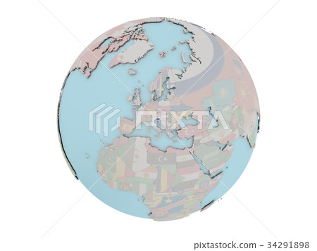 Slovenia with flag on globe Slovenia with flag on globe 34291898