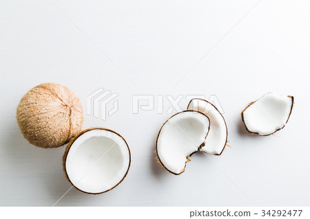 Tropical fruit whole and half abstract background  34292477
