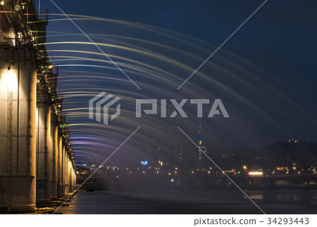 Fountain, N Seoul Tower, Banpo Bridge, Yongsan-gu, Han River, Seoul 34293443