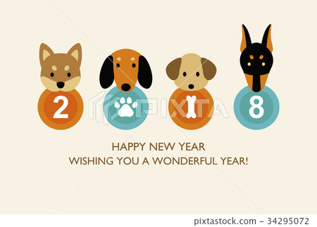 year of the dog, new year's card, material for new year's cards 34295072