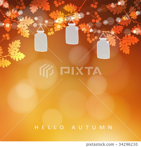 Autumn, fall blurred card, banner. Garden party Autumn, fall blurred card, banner. Garden party 34296210