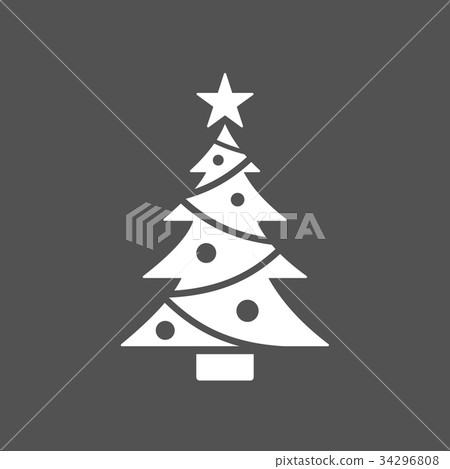 Christmas tree icon with star on dark background - Stock Illustration ...
