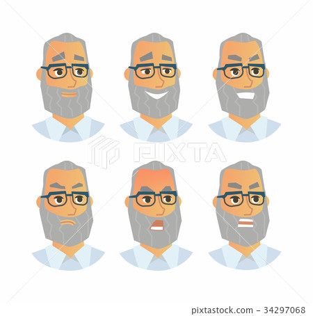Senior Expressions - vector flat set of images Senior Expressions - vector flat set of images 34297068