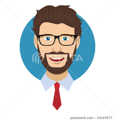 Man character face avatar in glasses. 34297677