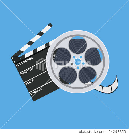 cinema clap and film reel 34297853