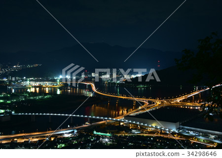 Night view from the Golden Mountain to Niho jct 34298646