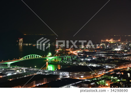 Night view of the city of Hiroshima towards Ujinashima 34298690