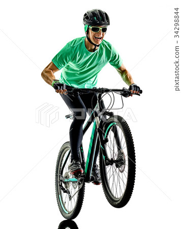 tenager boy mountain bike bking isolated shadows tenager boy mountain bike bking isolated shadows 34298844