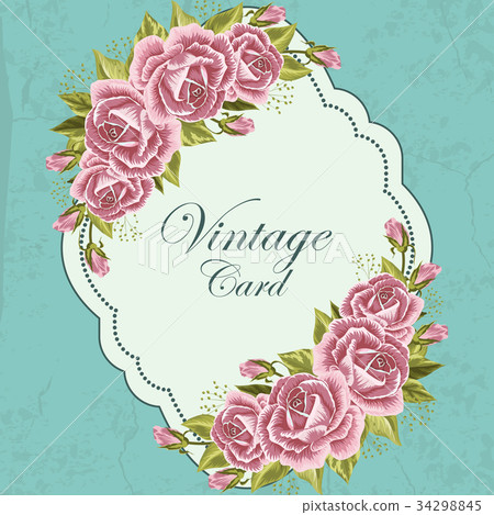 Vintage card with flowers Vintage card with flowers 34298845