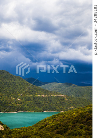 Majestic mountain lake in Georgia. Majestic mountain lake in Georgia. 34299193