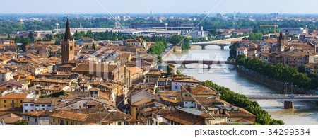 Birds eye view on Verona town Birds eye view on Verona town 34299334