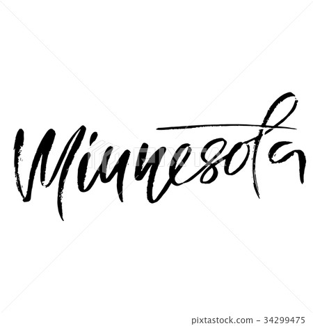 Minnesota. Modern dry brush lettering. Retro 34299475