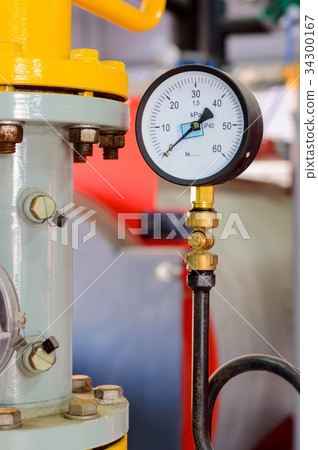 Closeup of manometer, pipes 34300167
