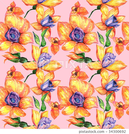 Wildflower orchid flower pattern in a watercolor 34300692