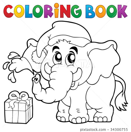 Coloring book Christmas elephant 34300755