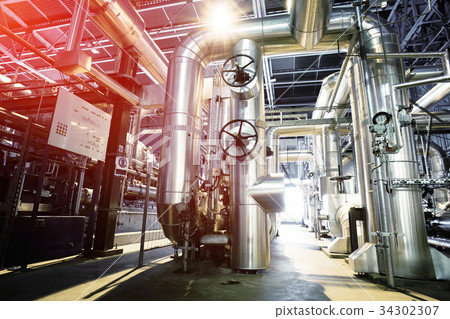 Industrial zone, Steel pipelines, valves and cable 34302307