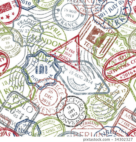 Postal stamps pattern - Stock Illustration [34302327] - PIXTA