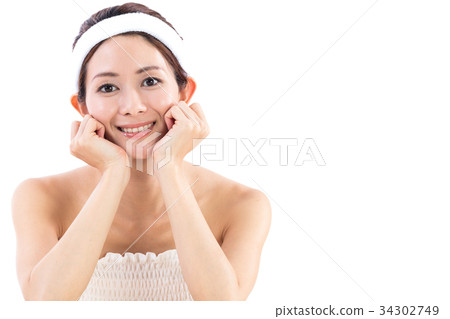A young lady with a cheeks stick A young lady with a cheeks stick 34302749