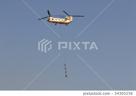 Helicopter CH-47 at the airshow in Cairo.  Egypt 34303256