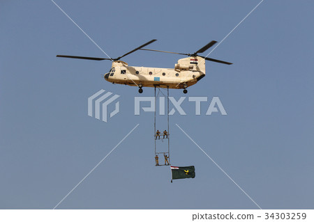 Helicopter CH-47 Chinook at the airshow in Cairo 34303259