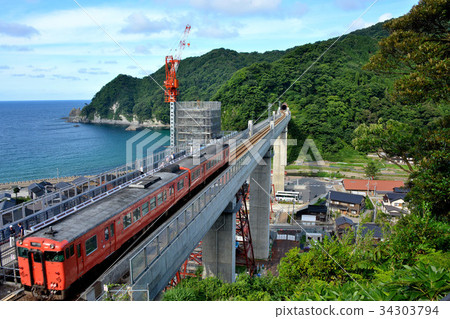 Abe Tetetsubashi Sano Station Sanbe Main Line (3) which flies like sky from Ayabe Station (Aobe Station) observatory Abe Tetetsubashi Sano Station Sanbe Main Line (3) which flies like sky from Ayabe Station (Aobe Station) observatory 34303794