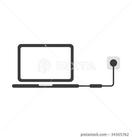 Vector concept of laptop computer icon charging Vector concept of laptop computer icon charging 34305762