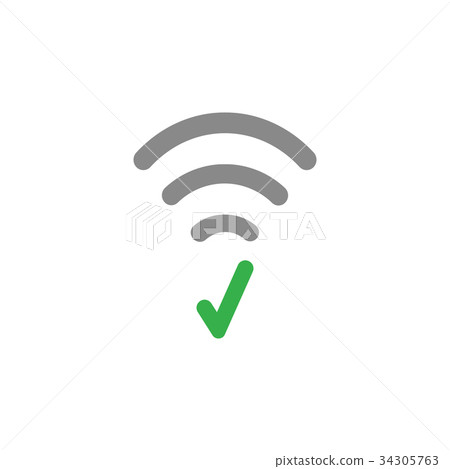 Vector concept of wifi symbol icon with check mark 34305763