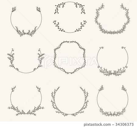 Vector set of border circle frame - vintage style Vector set of border circle frame - vintage style 34306373