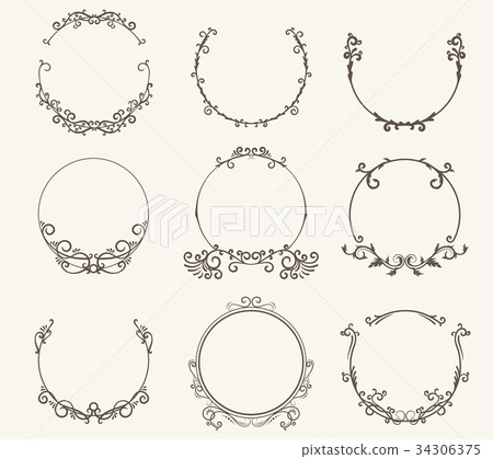 Vector set of border circle frame - vintage style Vector set of border circle frame - vintage style 34306375