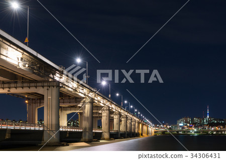 Banpo Ohashi Night View (Korea, Seoul) Banpo Ohashi Night View (Korea, Seoul) 34306431
