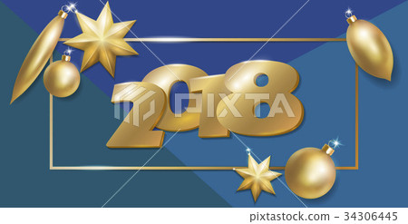 2018 New Year 3d realistic flat lay composition 2018 New Year 3d realistic flat lay composition 34306445