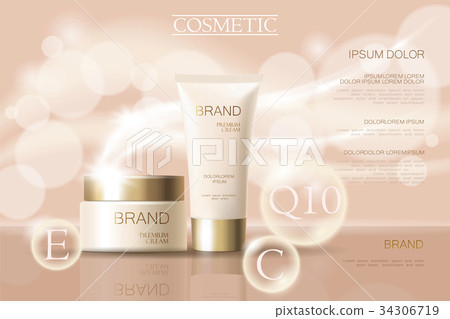 Realistic delicate cosmetic ads banner template 34306719