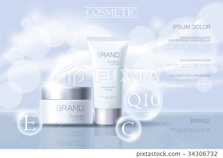 Realistic delicate cosmetic ads banner template 34306732