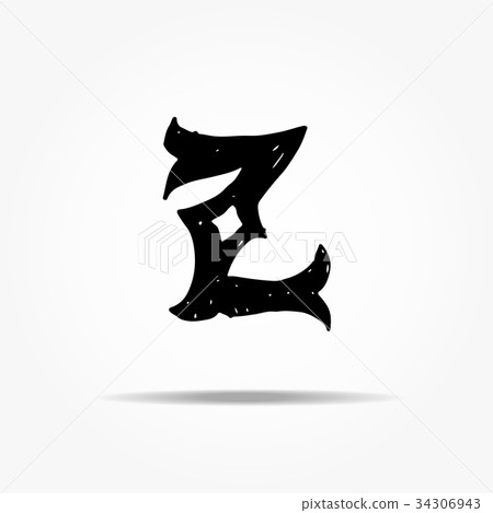 Antique letter Z. Vintage hand drawn gothic font 34306943