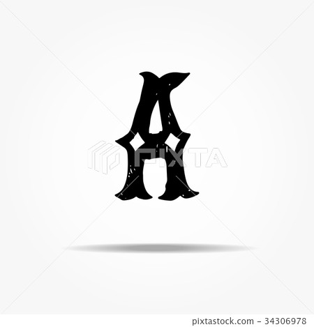 Antique letter A. Vintage hand drawn gothic font Antique letter A. Vintage hand drawn gothic font 34306978