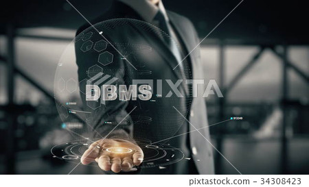 DBMS with hologram businessman concept DBMS with hologram businessman concept 34308423