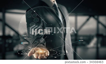 HCM with hologram businessman concept 34308463