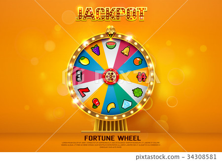 fortune wheel spinning  on bokeh background 34308581