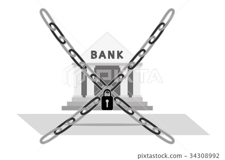 bank and chain with lock - Stock Illustration [34308992] - PIXTA