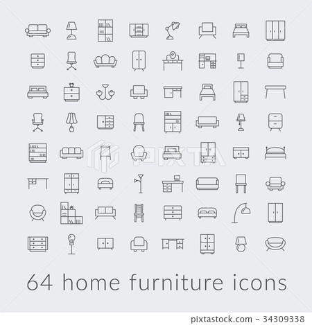 big collection of home furniture icons 34309338