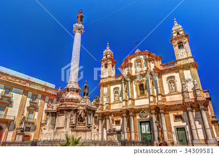 The obelisk-like Colonna dell Immacolata in the The obelisk-like Colonna dell Immacolata in the 34309581