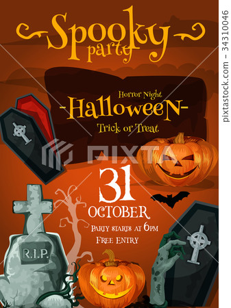 Halloween spooky party vector night poster 34310046