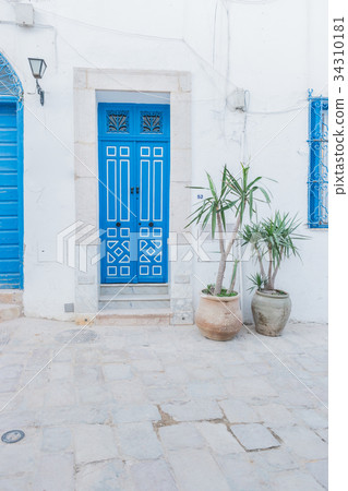 Traditional old painted door in a historical Traditional old painted door in a historical 34310181