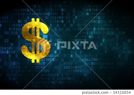 Banking concept: Dollar on digital background Banking concept: Dollar on digital background 34310854